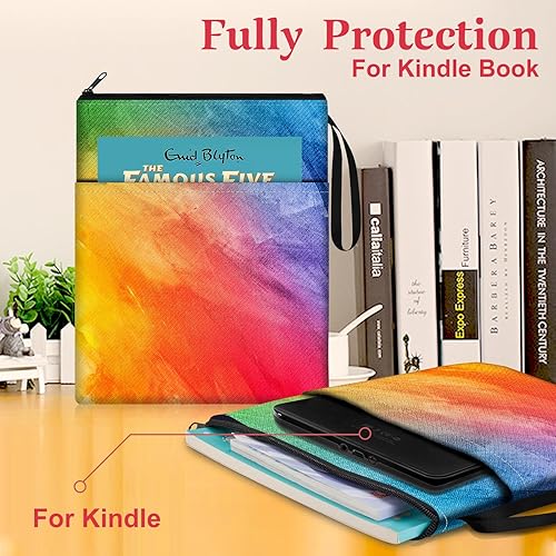 Miniatura 3 de Slohif Funda protectora para libro con cremallera, bonita funda de libro Beau, pequeña y grande, para acuarela, coloridas bolsas para libros de tapa