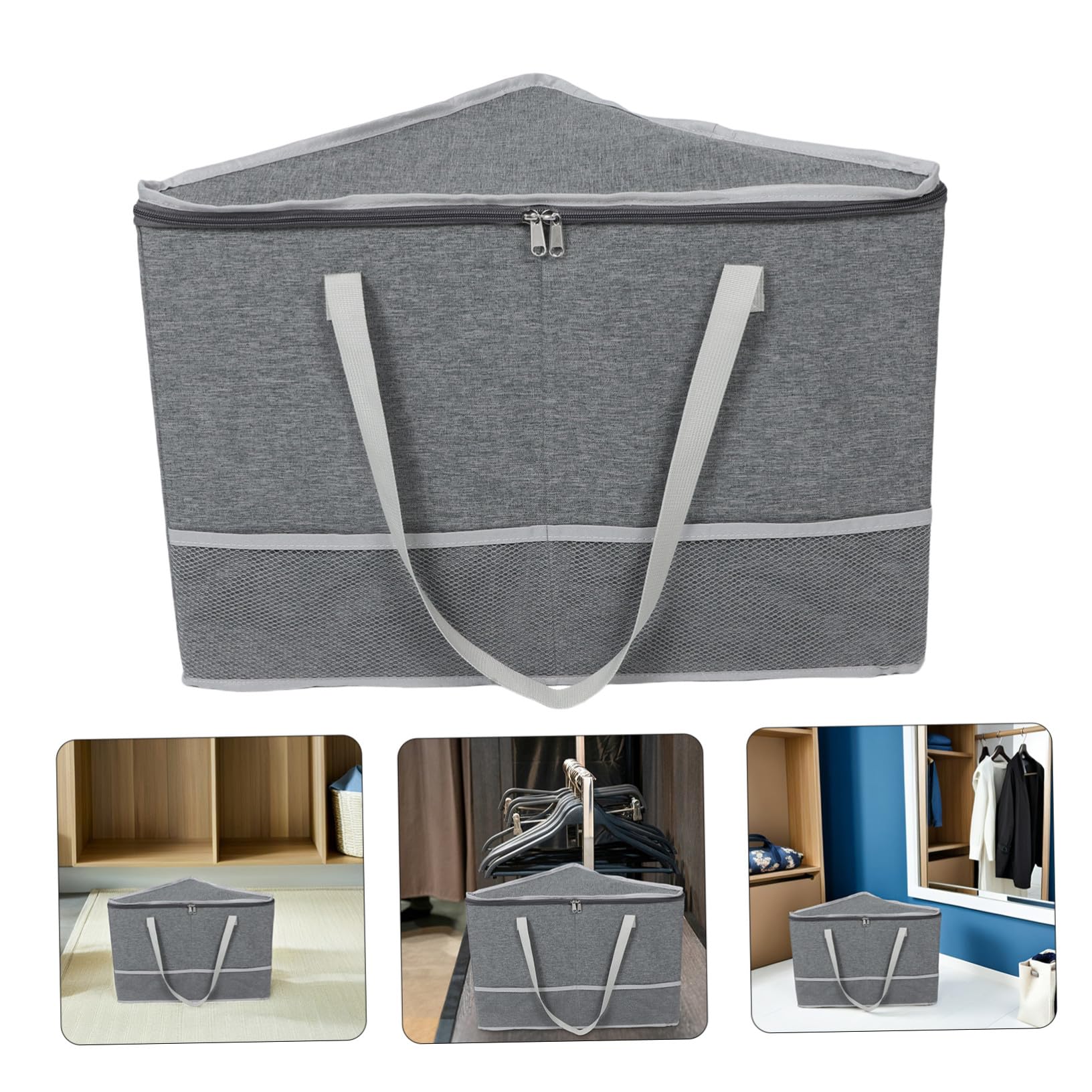 Dreieckige Kleiderbügel-aufbewahrungsbox mit Reißverschlussdeckel Stabiler Organizer für Mehrere Kleiderbügel Platzsparender Korbstapeler aus Polyester für Schrank und Waschküche