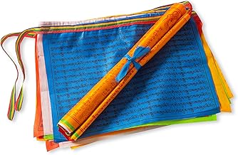 PHENO FLAGS Drapeaux de prière du Tibet avec 20 Drapeaux par chaîne - Drapeau de prière Bouddhiste tibétain, la décoration et Les prières bouddhistes - Fanion népalais en Polyester Brillant