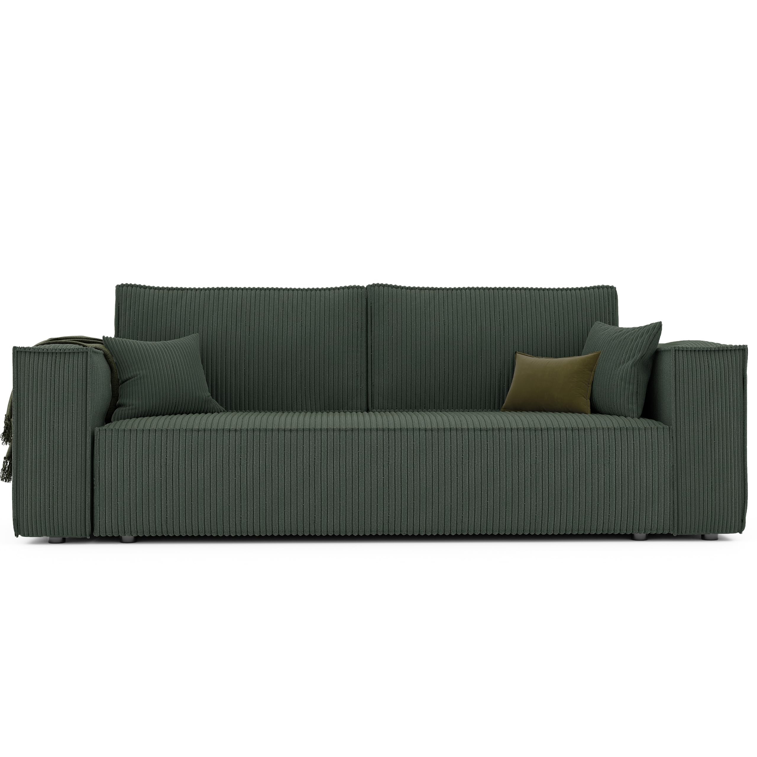 GREKPOL Schlafsofa Cord Grün 240x105 mit Bettkasten