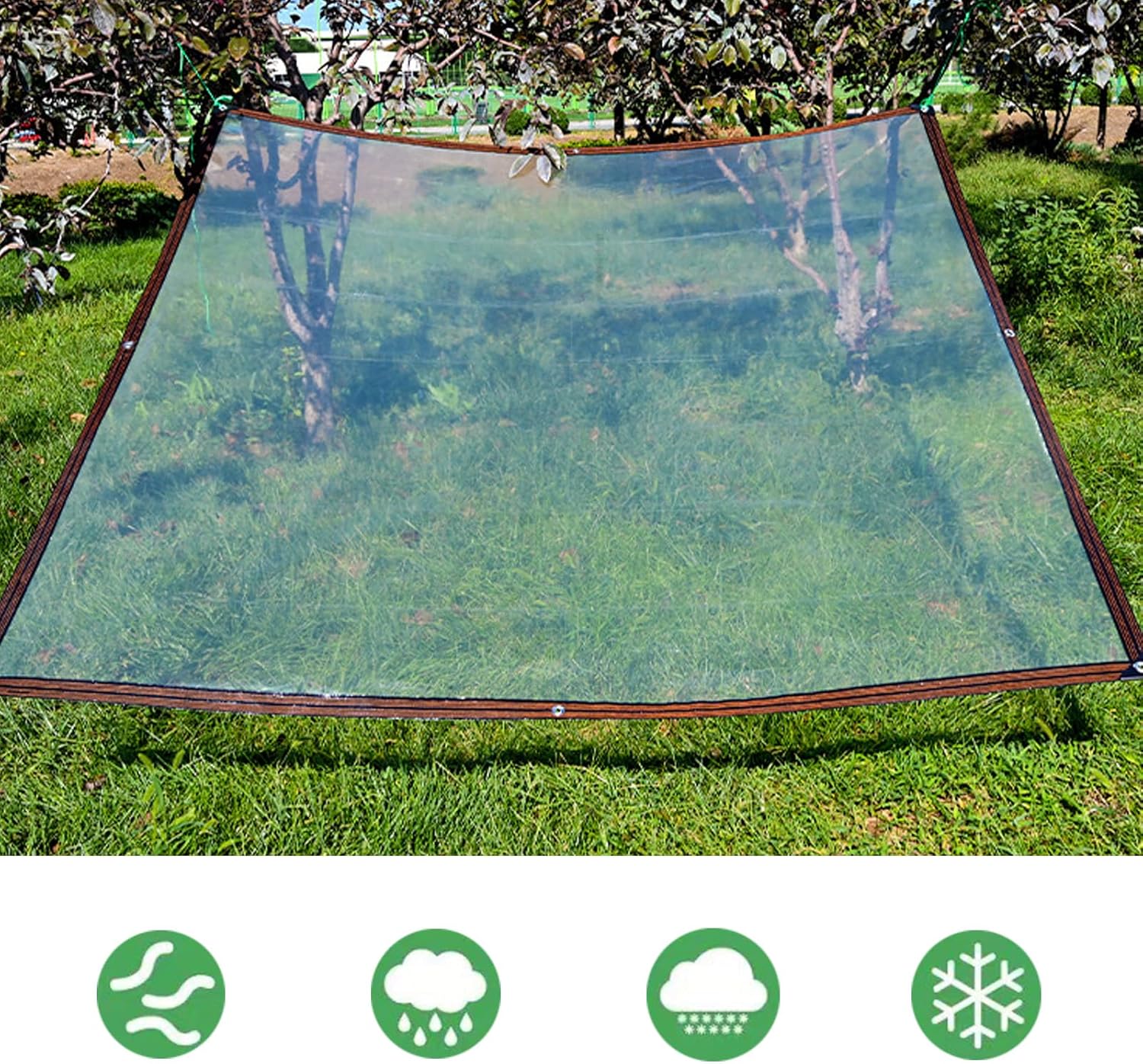 Clear Tarps, Clear Tarp Waterproof with Grommets, Transparent PE Tarpaulin for Outdoor, Waterproof Anti-Tear Tarpaulin, for Patio Enclosure Greenhouse Balcony Garden Porch