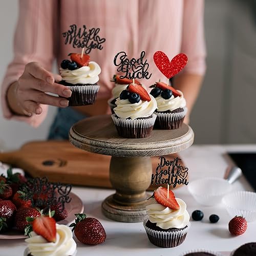 Miniatura 6 de 30 piezas de adornos para cupcakes con purpurina We Will Miss You Don't Go We Need You Bye Voyage Good Luck Heart Cupcake Picks para despedida,