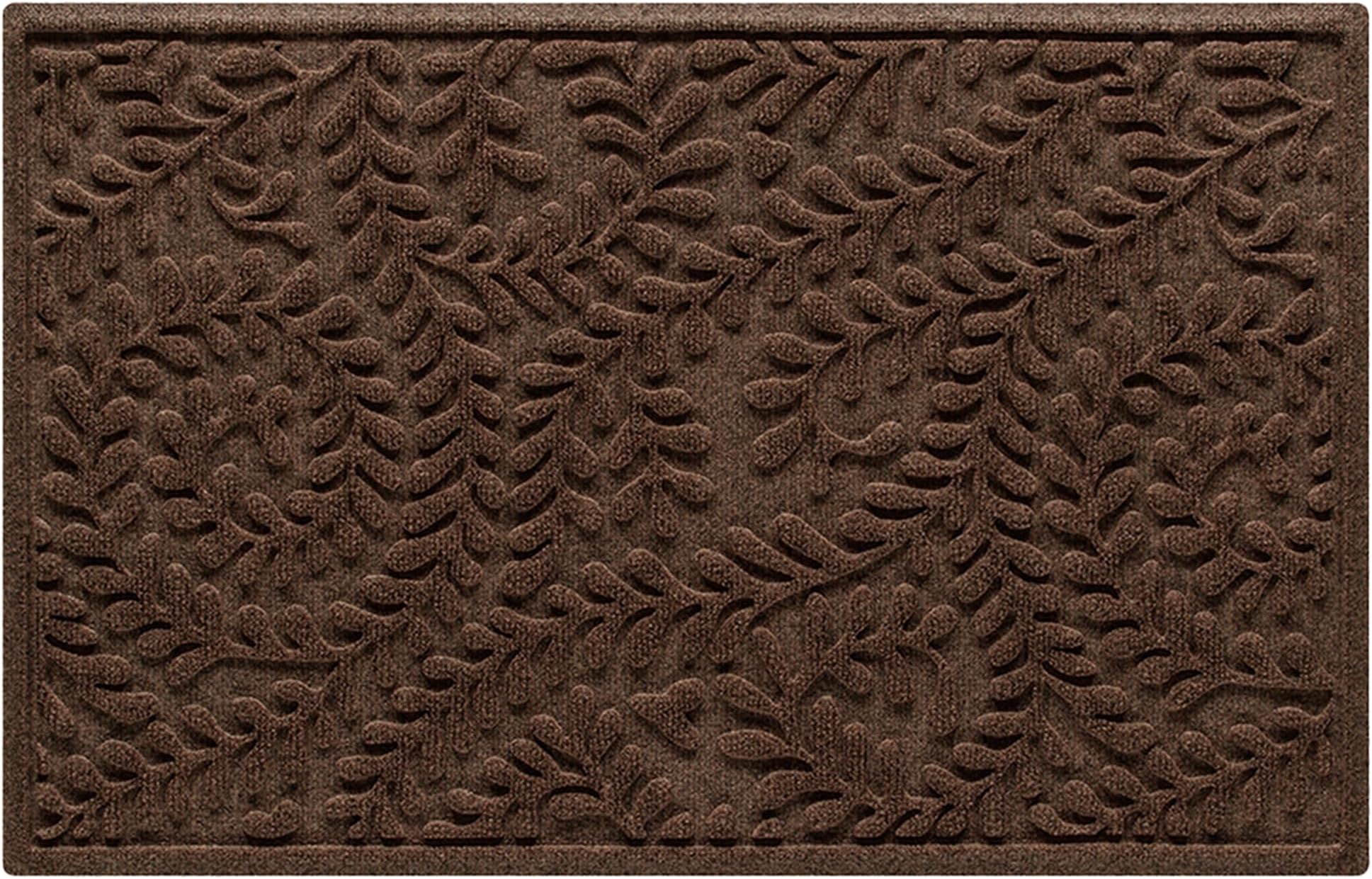 Boxwood Front Door Mat Indoor Outdoor Entrance, Absorbent All-Weather Doormat with Non-Slip Rubber Backing, Dirt & Moisture Trapper, Low Profile & Easy Clean, Made in USA, 23"x36" Dark Brown