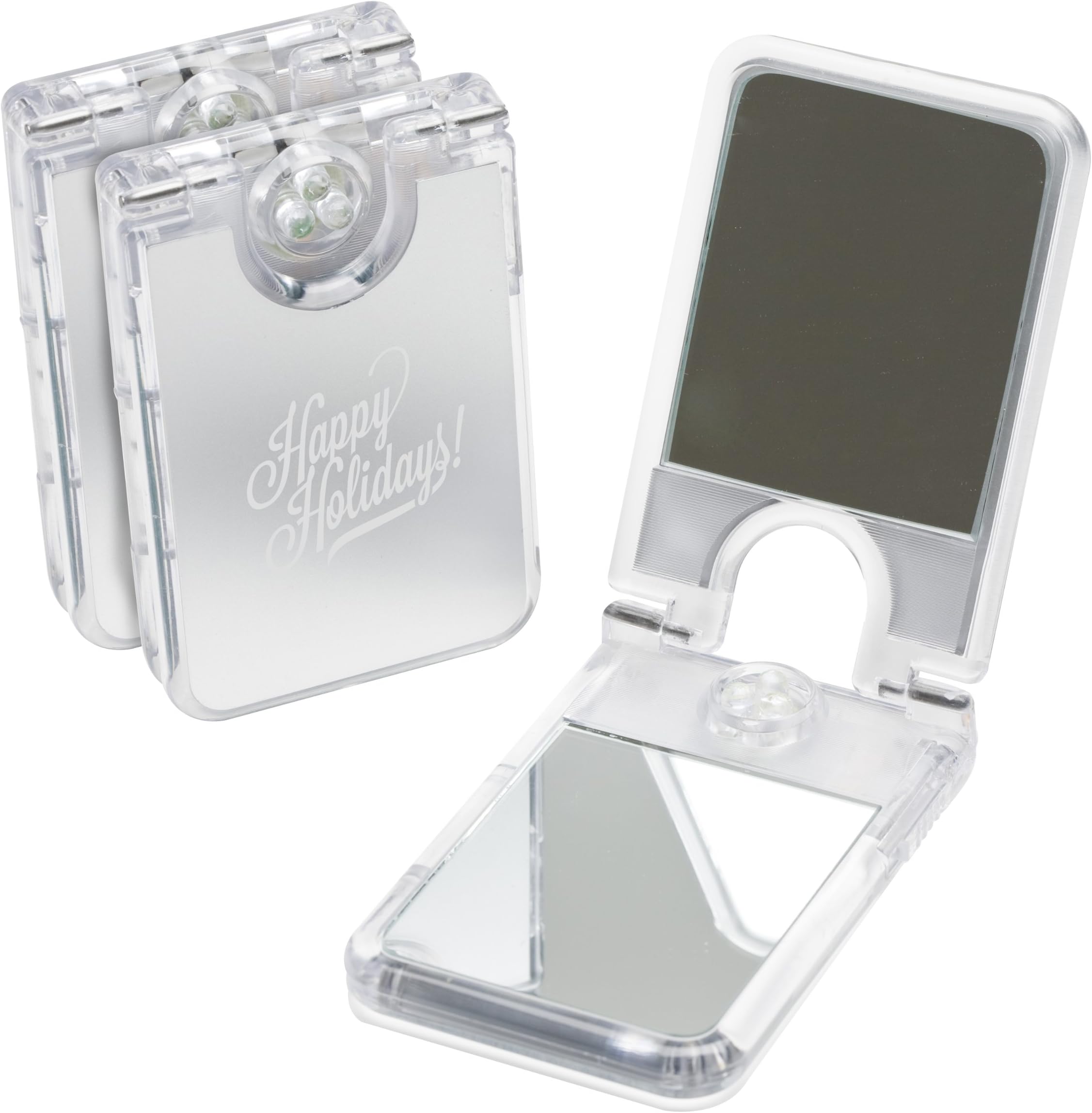 "Happy Holidays" Brilliant 3 LED Mirror Compact 3 Pack