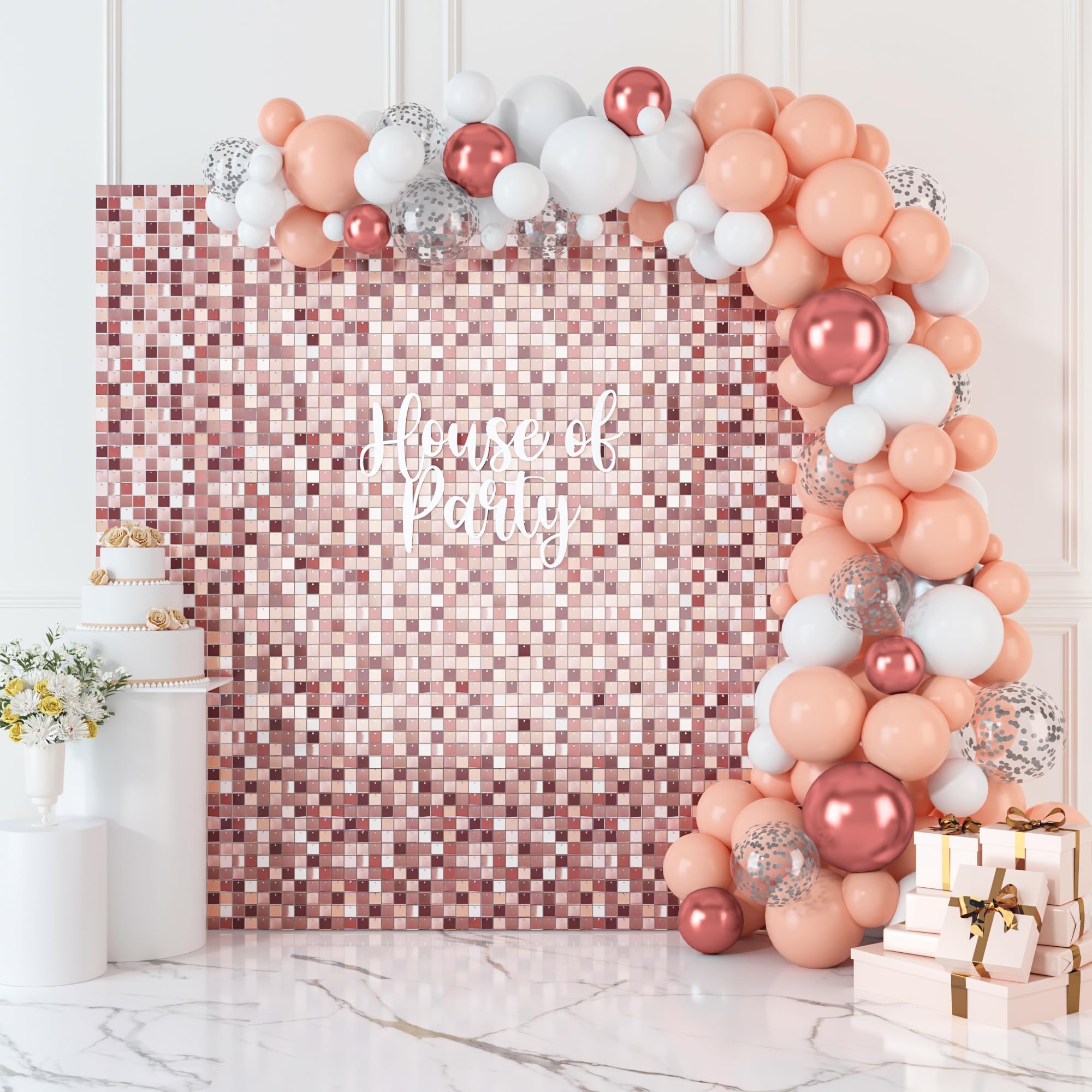 Amazon.com: HOUSE OF PARTY Shimmer Wall Backdrop | Square 36 Panel ...