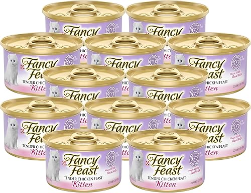 Purina Fancy Feast - Comida húmeda para gatos para gatitos, fiesta de pollo tierna, hecha con leche real, comida húmeda para gatitos con nutrición