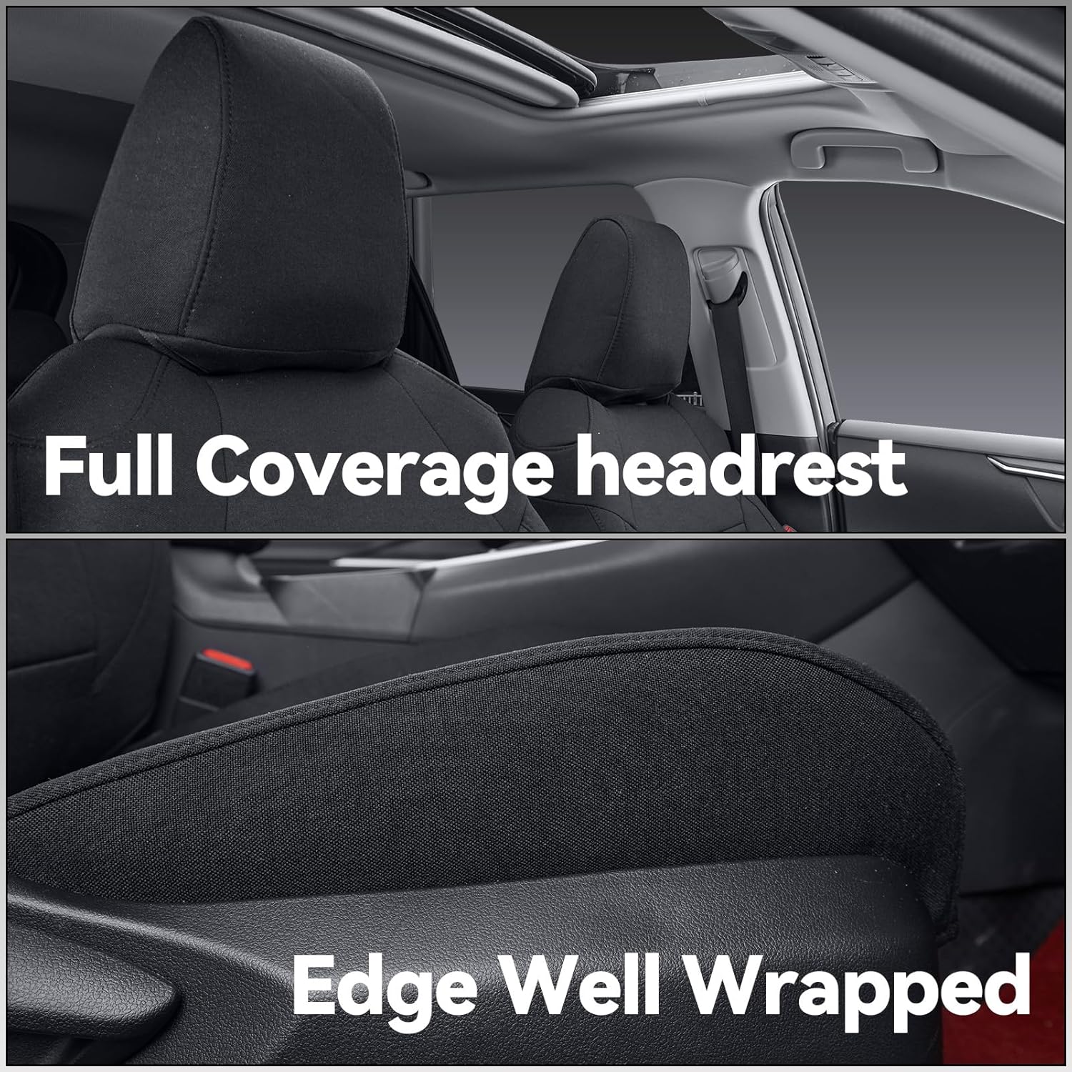 coverdream Corolla Cross Polyester Seat Covers Full Set for 2022-2026 Toyota Corolla Cross L,LE,XLE,S,SE (Non-Hybrid) SUV,Fully Covered,Breathable UV Resistant Car Seat Protector(Black)