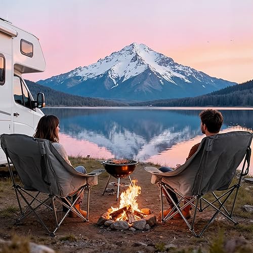 Miniatura 8 de Silla de campamento con calefacción de gran tamaño, totalmente gruesa, acolchada, para adultos, 3 niveles, ajustable, portátil, calentada, para uso