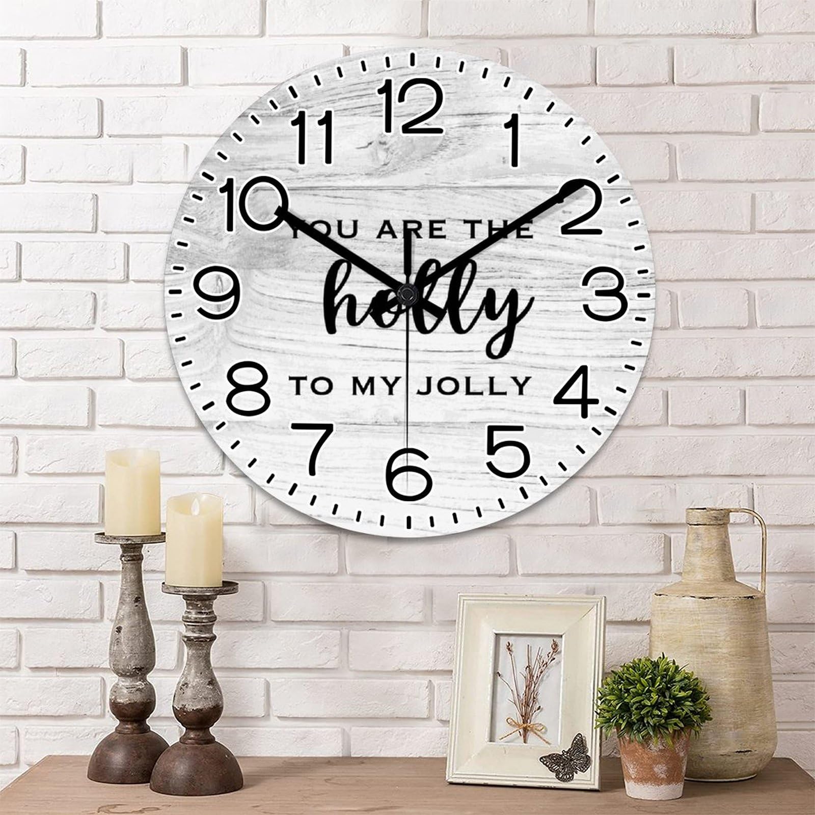 Horloge murale de Noël en bois silencieuse sans aucun tic-tac