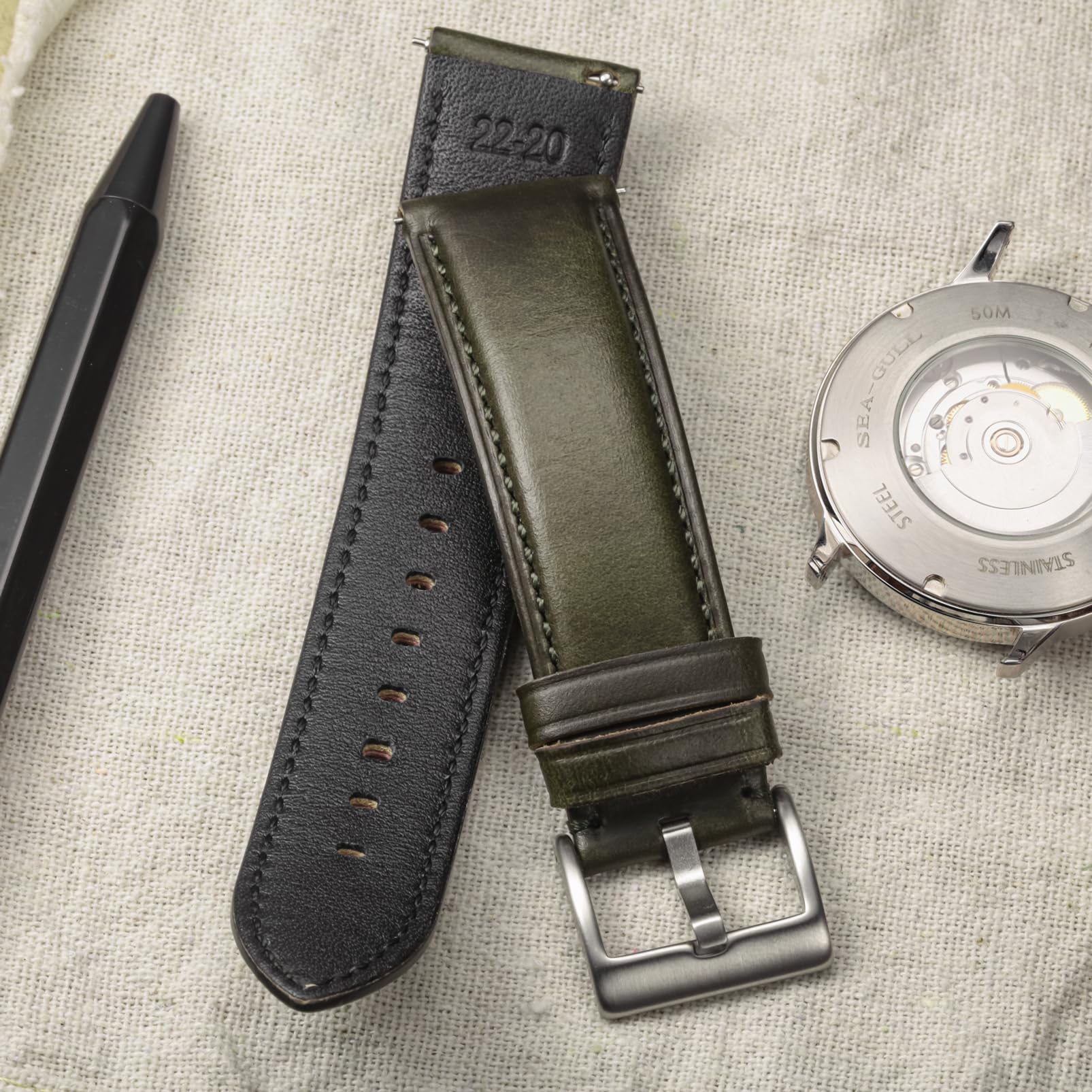 Bracelets de montre en cuir, sangle de montre en cuir Horween pour hommes femmes,18mm,20mm,22mm rapide libération à la main sangle de montre de remplacement Vintage doux
