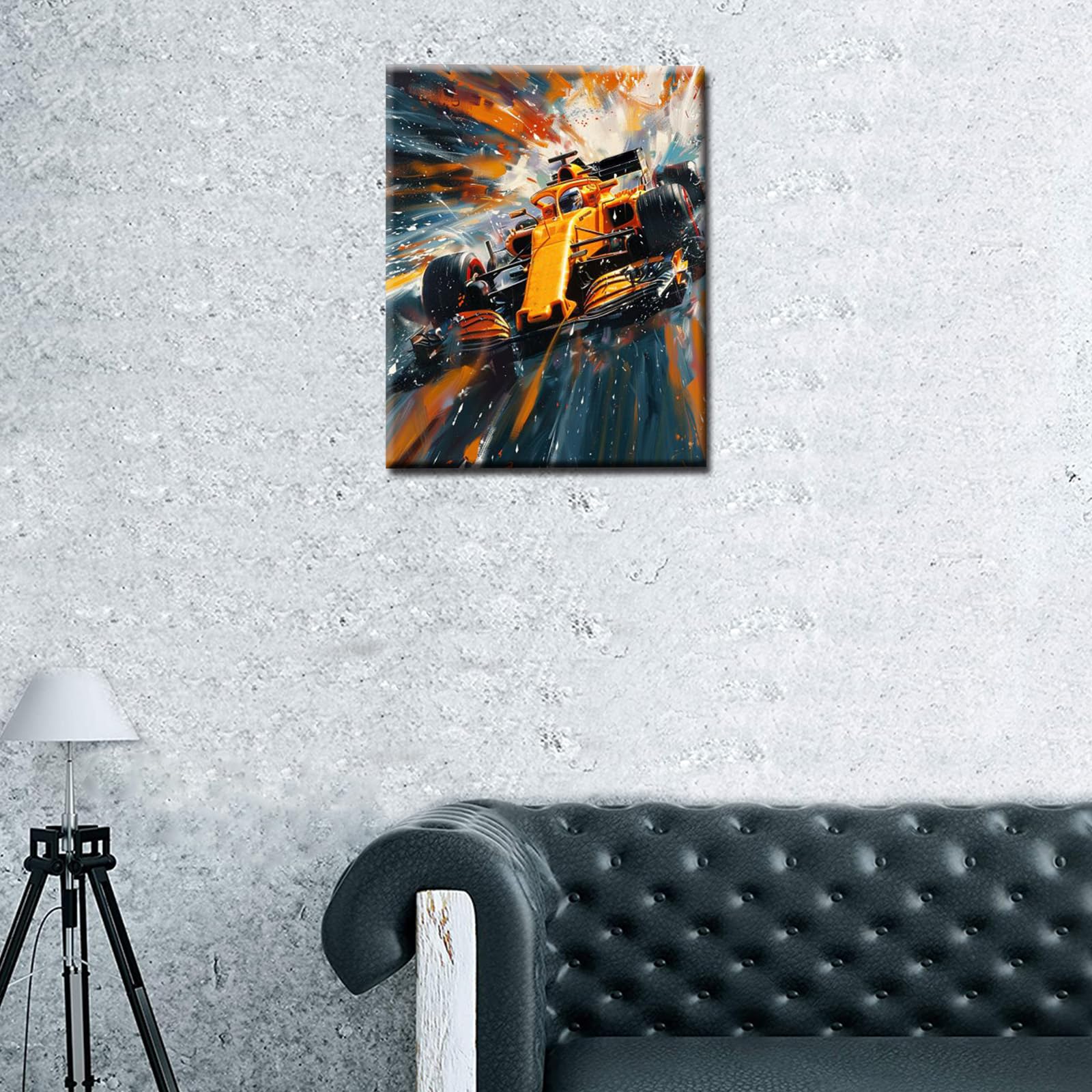 Aihonmin Racing DIY Paint by Numbers,Canvas Oil Painting Kits for Boys,16x20In Acrylic Oil Painting On Canvas, Racing Car in Motion Number Painting DIY Craft Kits for Home Room Decor (Frameless)