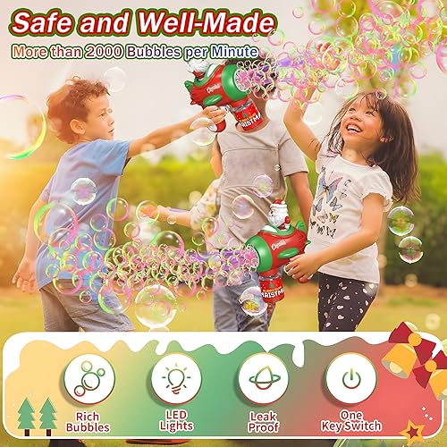 Miniatura 4 de ROHSCE Ametralladora de burbujas de Navidad para niños, juguete de burbujas de Navidad al aire libre, pistola automática para hacer burbujas con