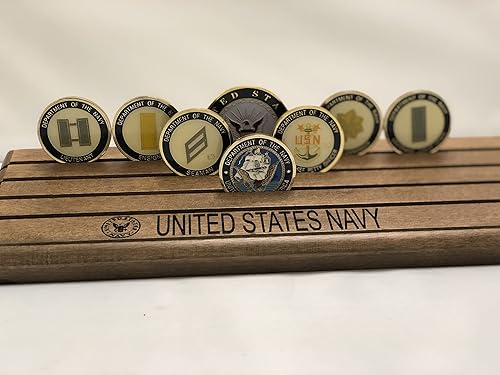 Miniatura 3 de DECOMIL - Soporte para monedas de desafío, vitrina de monedas de 4 filas, soporte de exhibición de monedas con emblema de las fuerzas armadas