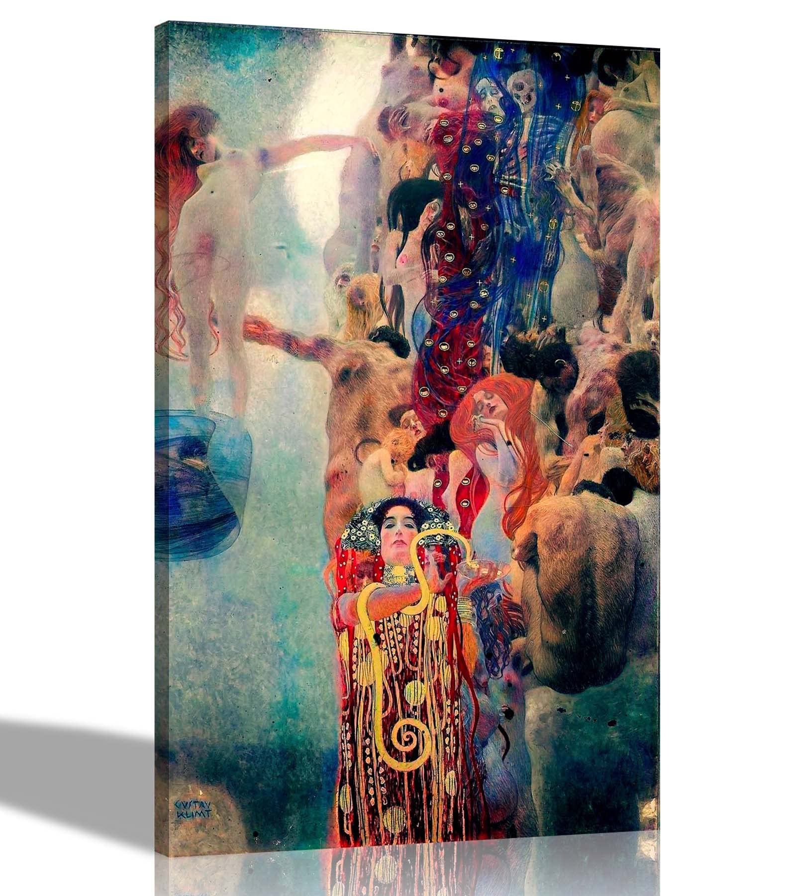 Artley Prints Multicoloured Medicine By Gustav Klimt Canvas Prints Wall Art Hanging Decor Oil Painting Reproduction Framed Pictures 76 X 101Cm (30 X 40 Inches)