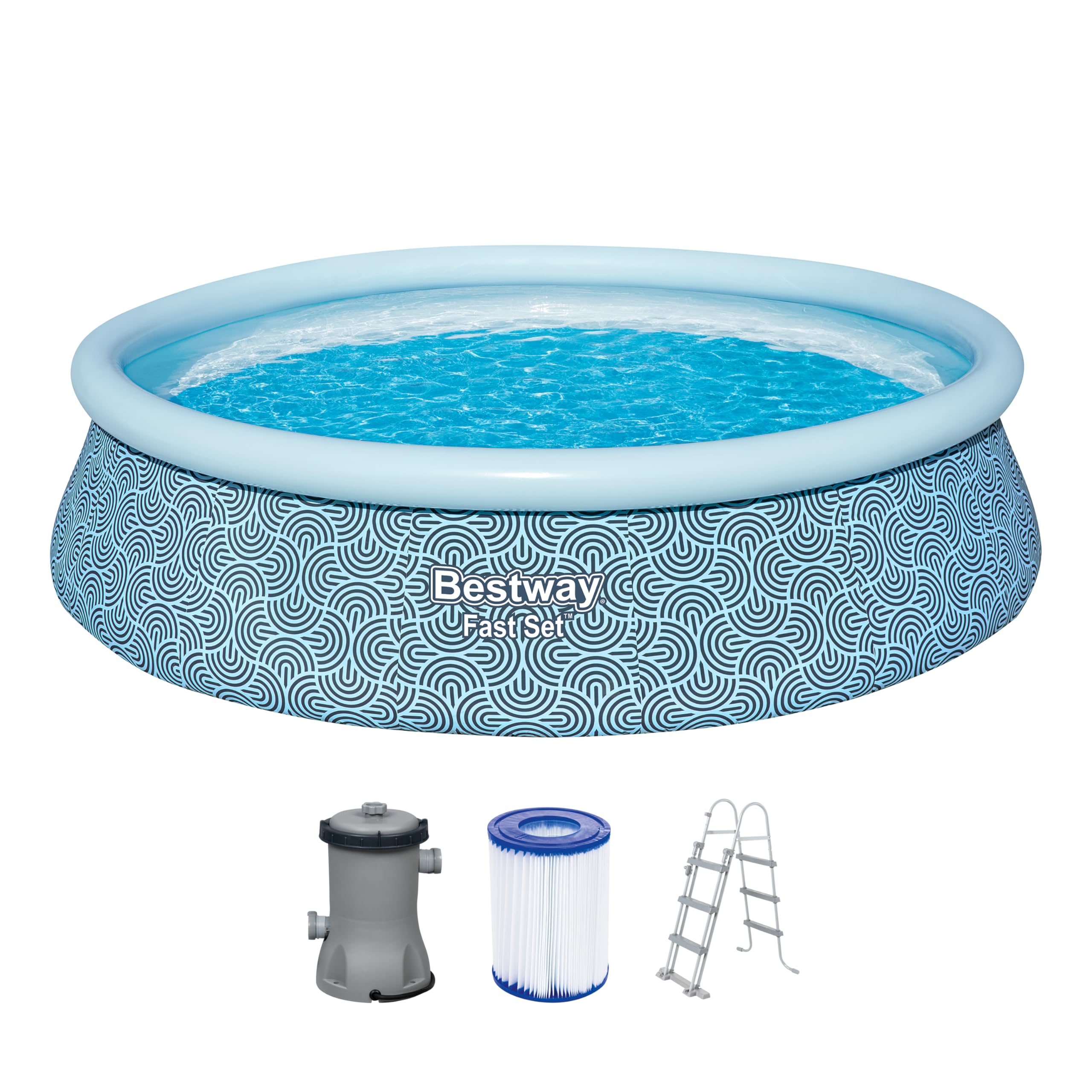 Bestway Piscine Gonflable Ronde Fast Set - 457 cm x 457 cm x 107 cm - Gris