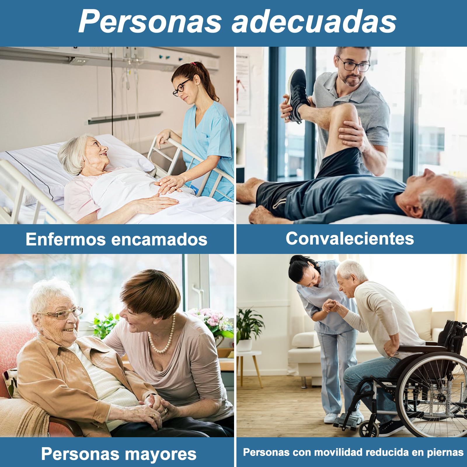 Sábana Deslizante para Transferencia de Ancianos 100x120cm, Sábana de Traslado con 8 Asas,Sábanas de Transferencia Reutilizable para Mover y Levantar Pacientes (azul)