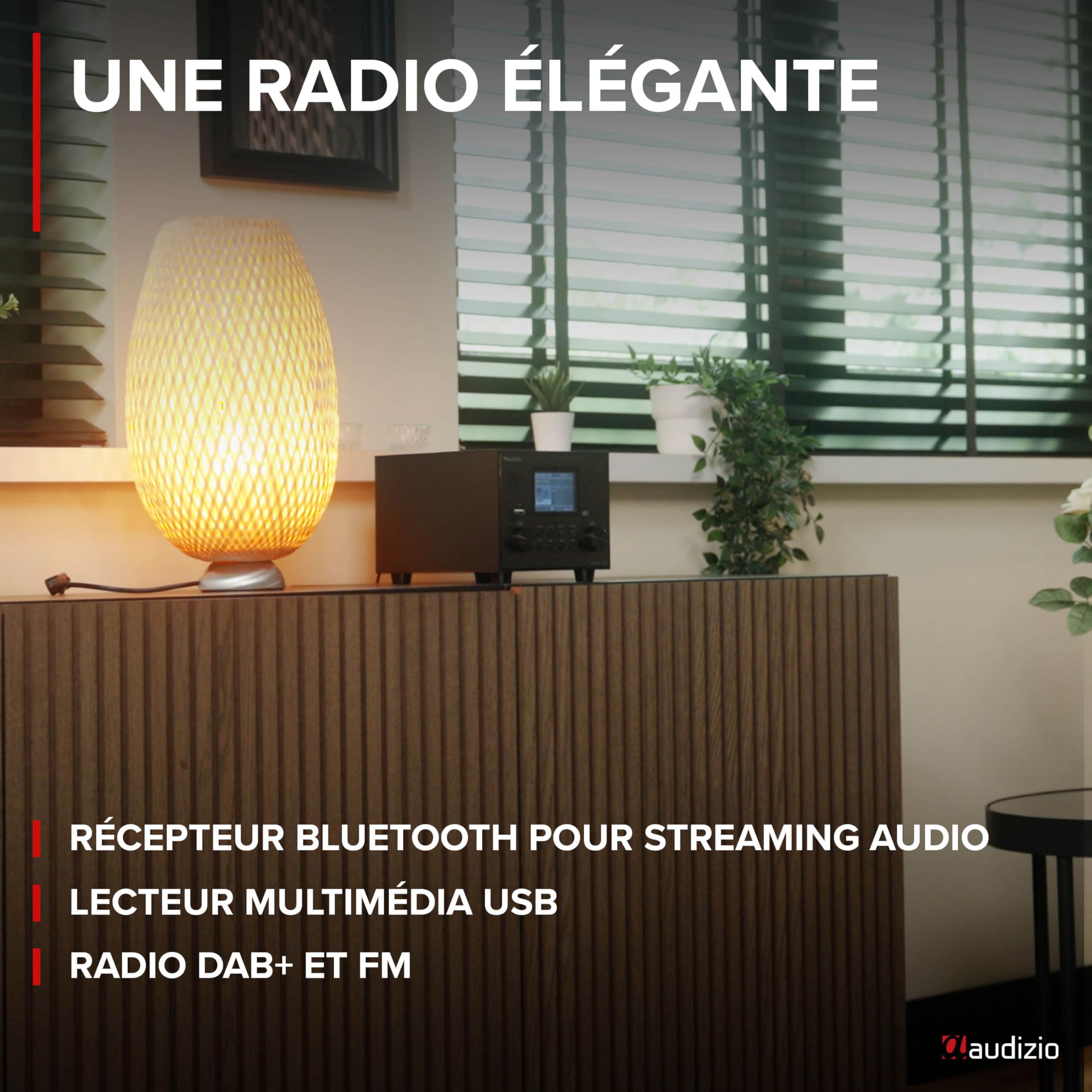 Audizio Vieste Radio Dab+ FM Bluetooth 5.0 - Noire, Subwoofer Intégré, Écran Couleur 2,8", Port USB, Sortie Casque, Télécommande Incluse, Idéale pour Écouter la Radio à la Maison