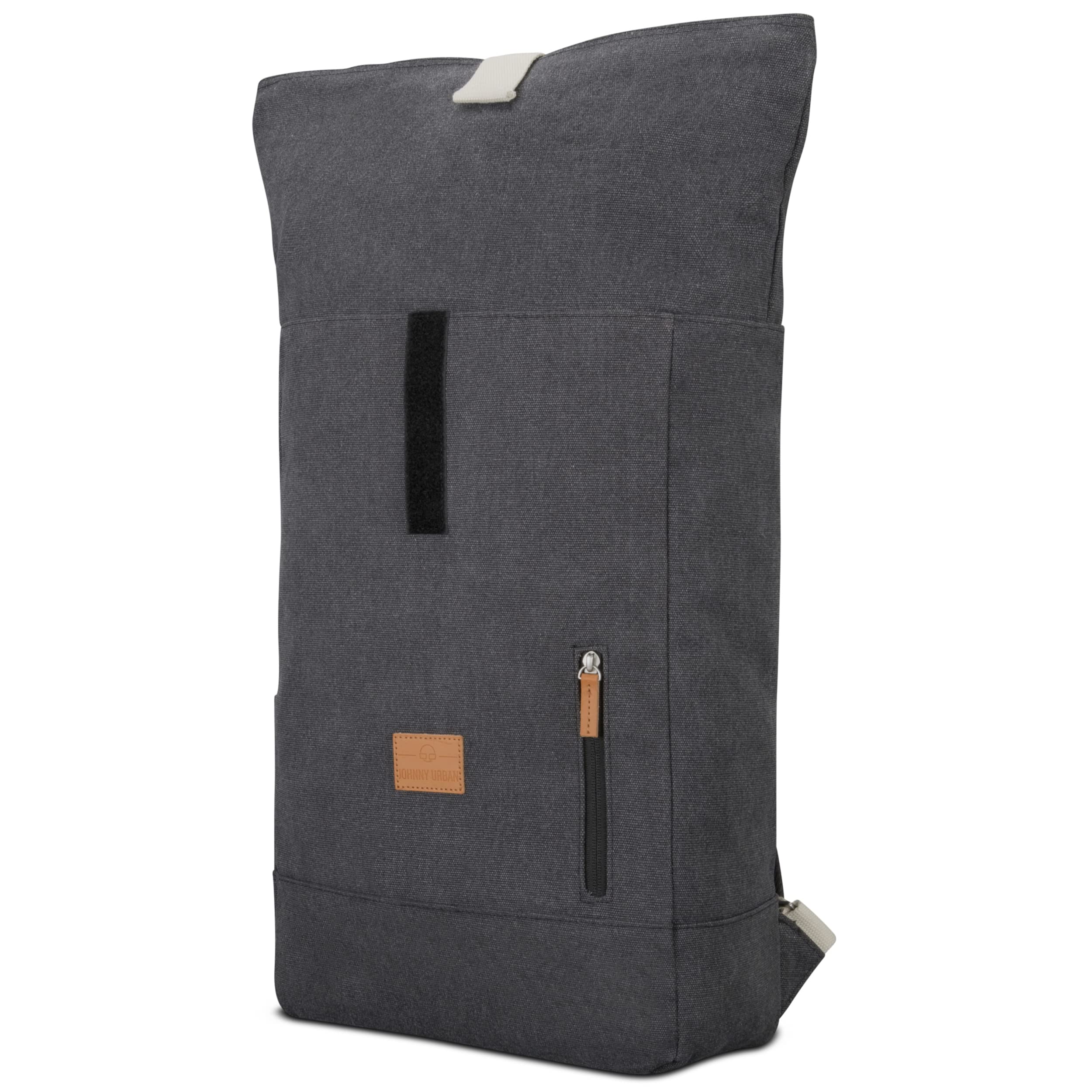 Johnny Urban Zaino Porta PC Donna e Uomo Nero Antracite - Adam Large - Rolltop per Lavoro Viaggio Università - Scomparto per Laptop 15.6 Pollici - Idrorepellente