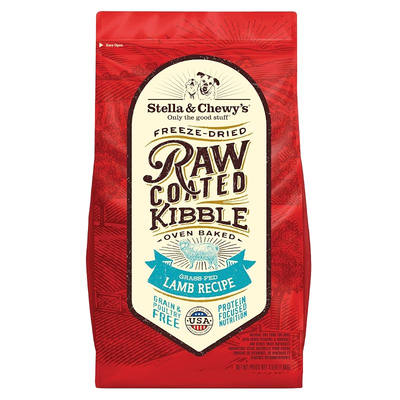 Ração seca para cães Stella & Chewy's com cordeiro de pastagem e cobertura raw, 1,59 kg