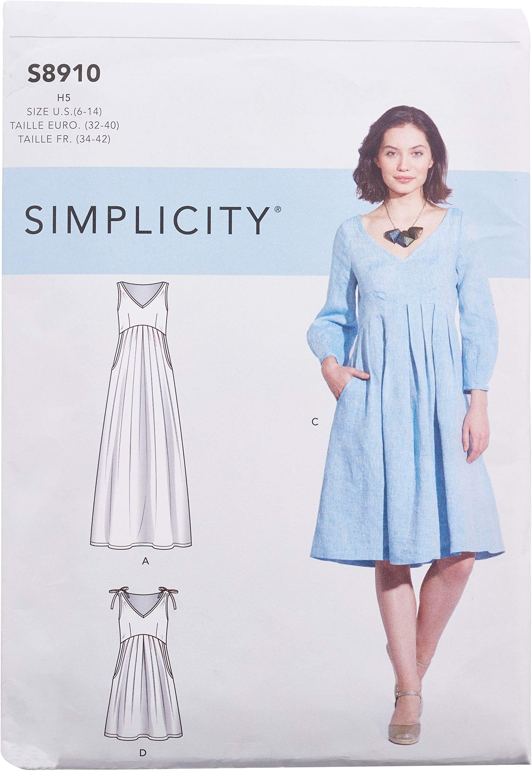 Sewing Pattern S8910 Misses' Dress, H5 (6-8-10-12-14)