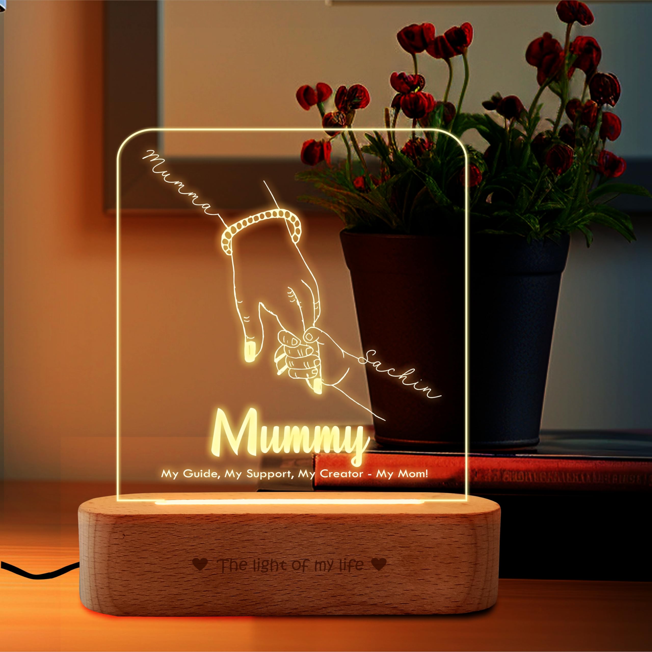 ZOCI VOCI Acrylic Mother's Day Gifts - Customised Gift For Mom -LED Personalized Engraved Lamps, Photo Frames, Caricatures & More - Unique & Creative Gifting Ideas For Mummy. (Guiding Light),Blue-picture-10