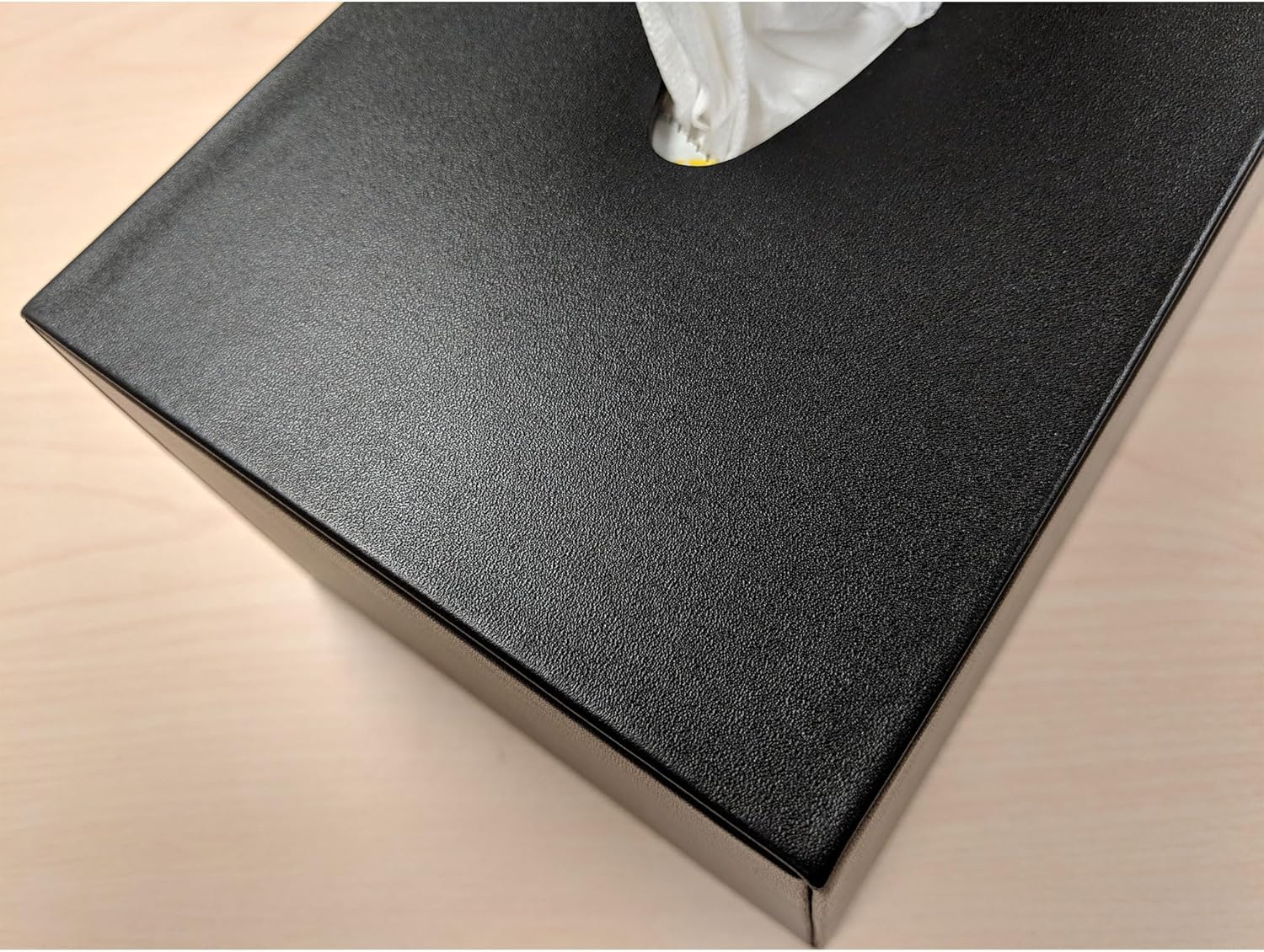 Dacasso Black Leatherette Rectangular Tissue Box Cover - Desktop, Countertop, Kitchen, Office or Executive Boardroom Table Protection