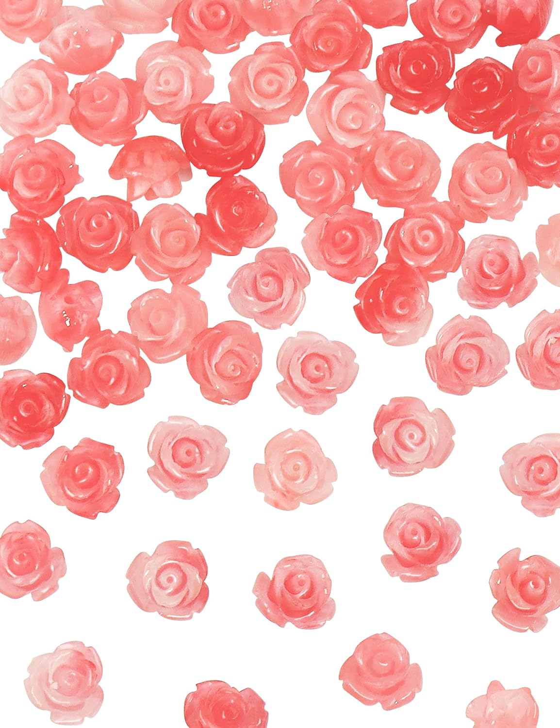 50 Pcs Pink Opaque Carve Rose Bead, 10mm Flower Carving Loose Beads Charms for Jewelry Making Necklace Bracelet Earring DIY Craft Valentine's Day Wedding Anniversary