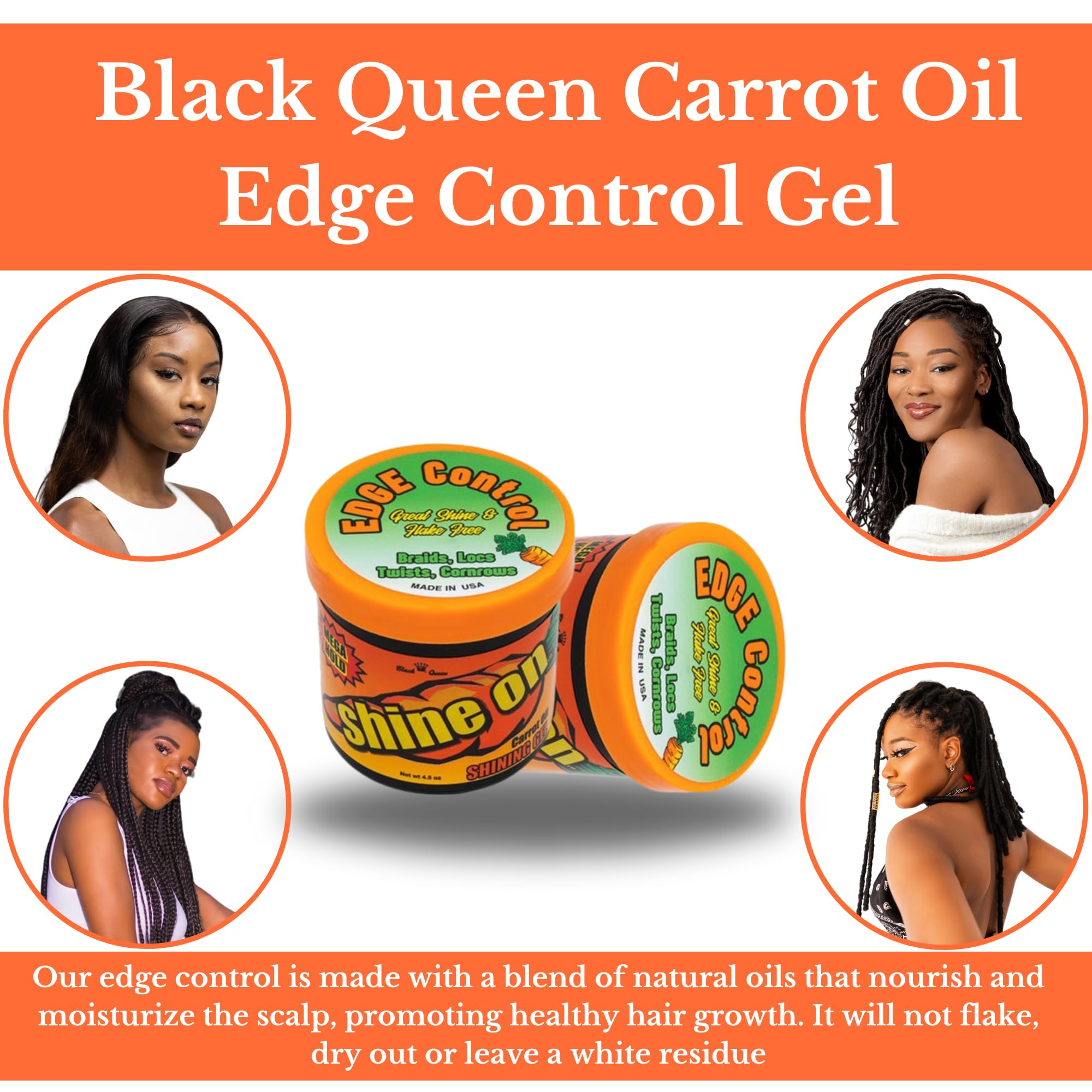 Black Queen Edge Control Gel for 4C Hair – 5.6 oz Bonus Size – Extreme Hold for Slick Edges, Braids & Locs – No Flaking – Unscented – Made in USA
