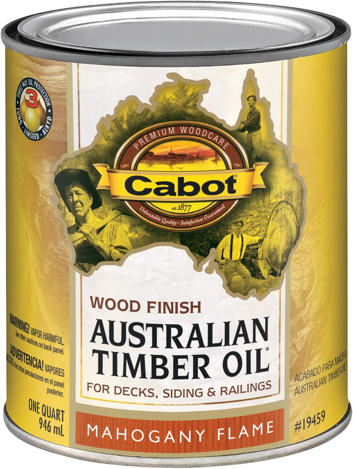 CABOT SAMUEL INC - Mahogany Flame Australian Timber Oil Wood Stain Finish, Qt.