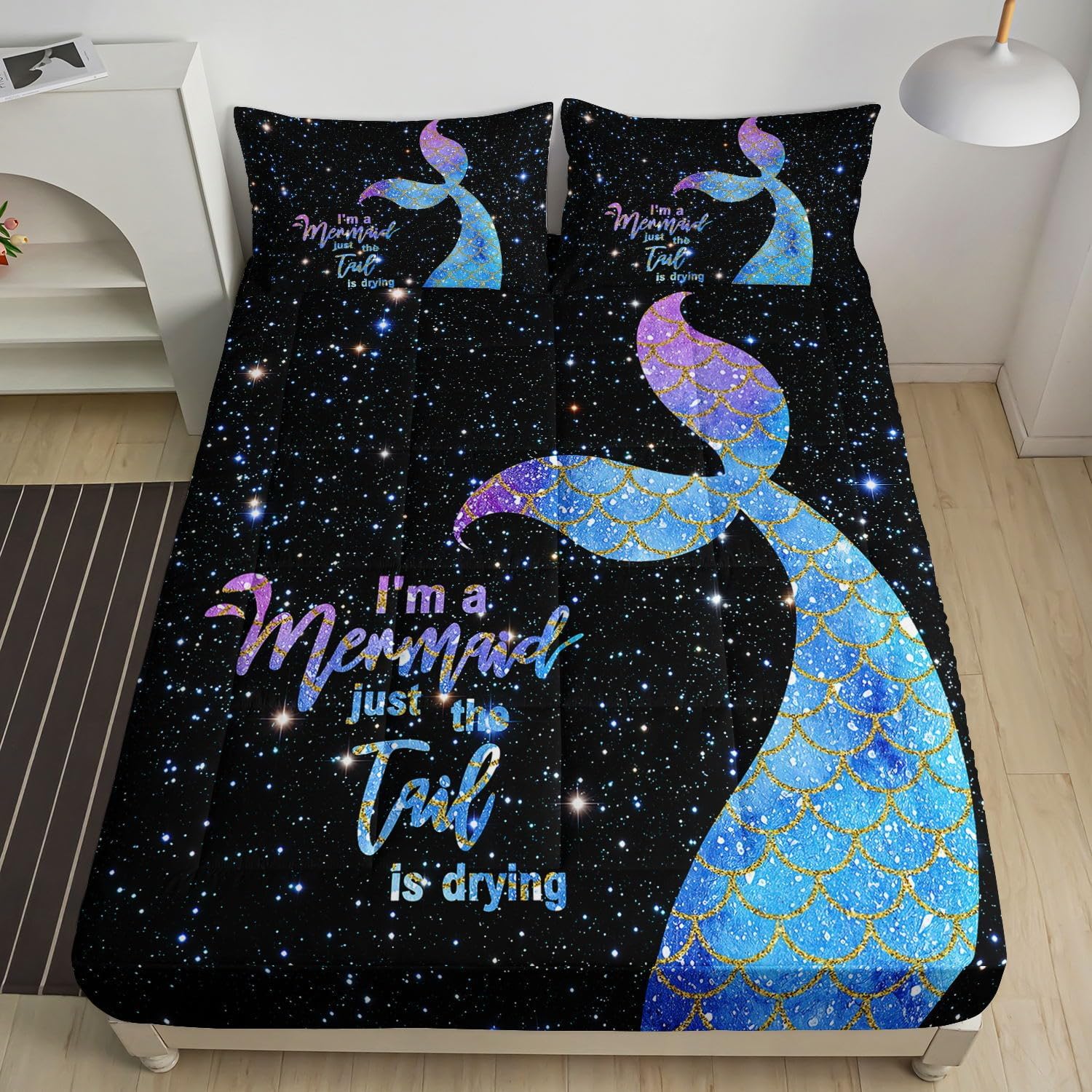 Fitted Mattress Pad Set for Girls Kids,Watercolor Butterfly Printed Mattress Pads Cover with 1 Quilted Fitted Sheet & 2 Pillowcases(Butterflies Full)