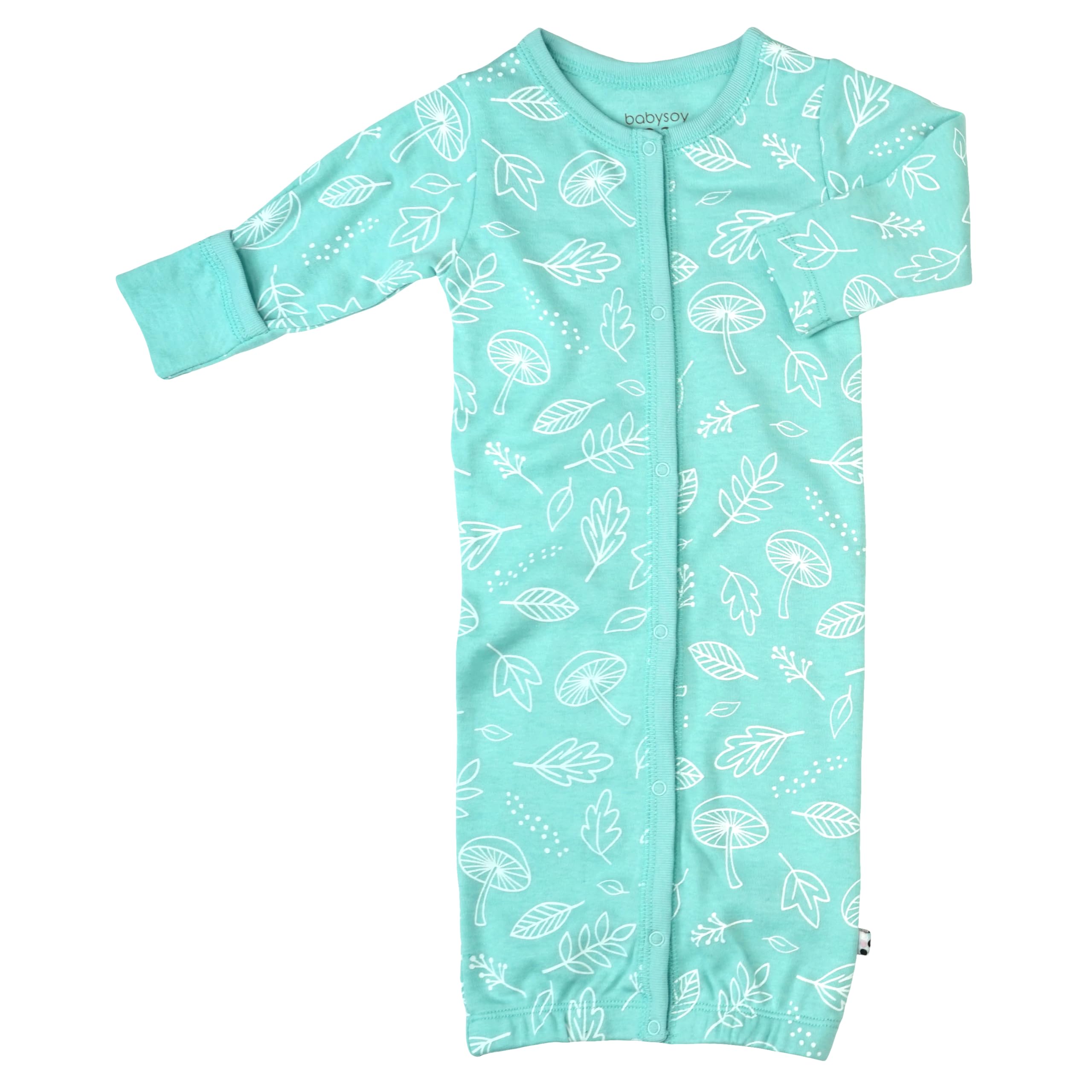 Babysoy Unisex Baby Long Sleeve Gown Sleep Sack, Ultra Soft Nightgown, Newborn Reversible Mittens