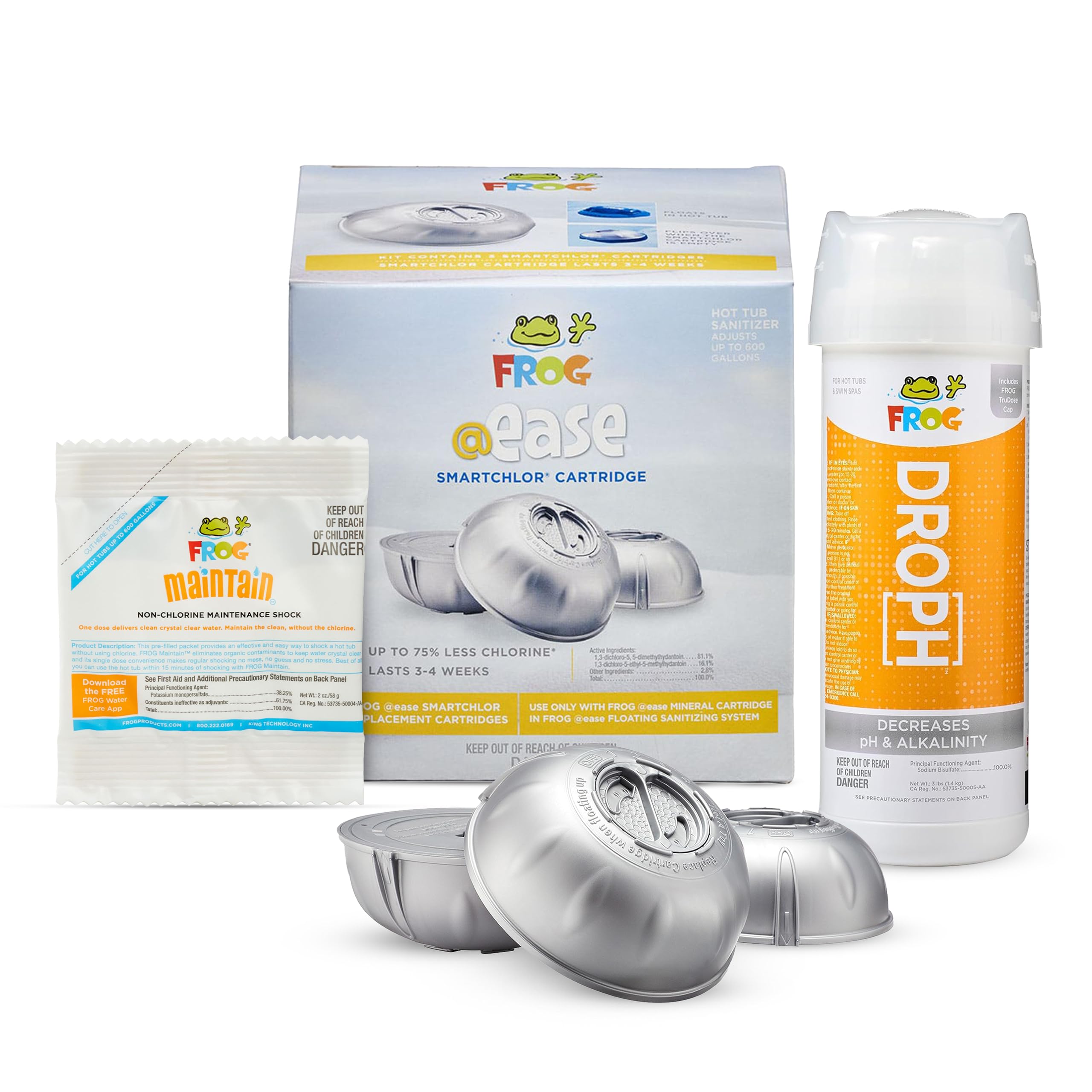 FROG @ease Replacement SmartChlor Cartridges, pH &amp; TA Decreaser Bundle