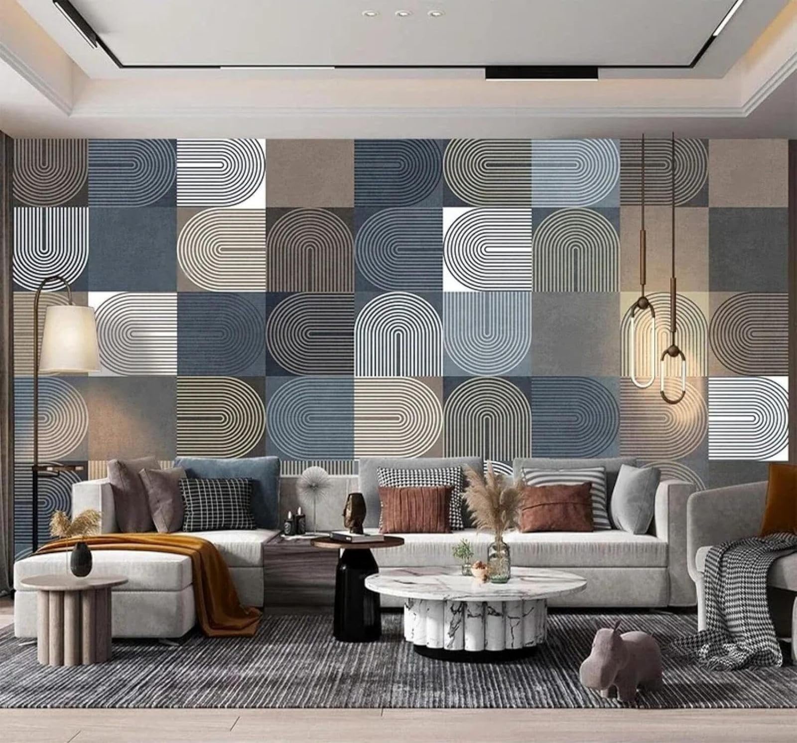 XLMING Retro Abstract Geometric Patterns Art 3D Wallpaper Luxury Home Dining Decor Paste Sofa Living Room The Wall for Bedroom Mural-430cm×300cm