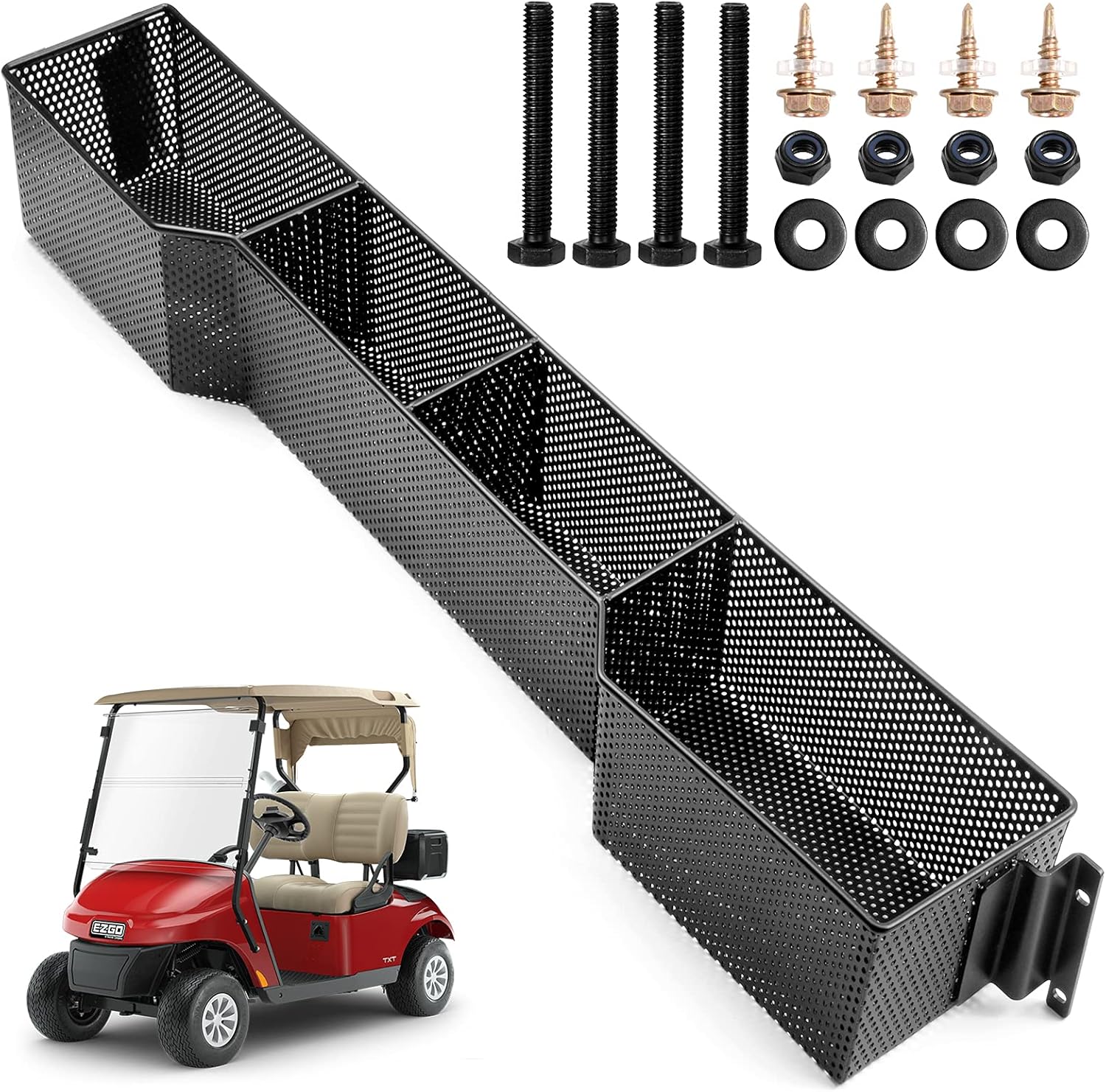 Roykaw Golf Cart Front Inner Basket Dash Storage/Tray Organizer for EZGO TXT - One Piece Solid Design