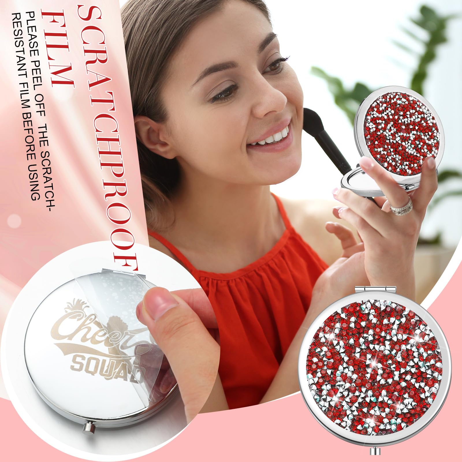 Sintuff Cheerleader Spiegel Set – 12 Stück Kompaktspiegel Mit Strass, Roségold, Als Team-Geschenk
