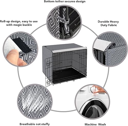 Miniatura 4 de Pet Prime Funda para jaula de perro para jaulas de alambre de 24 pulgadas para interiores de poliéster transpirable para mascotas, lavable a máquina