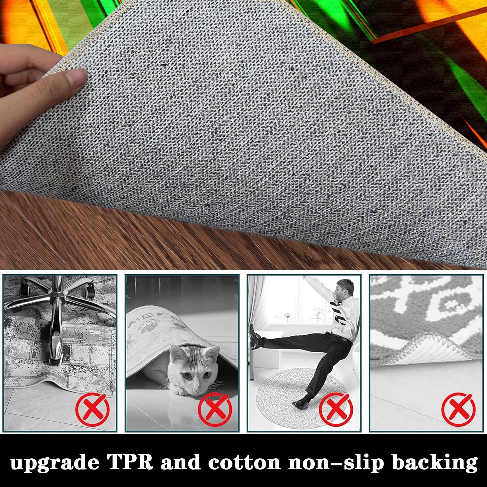 Tapis de Chaise Gaming, Tapis de Sol pour Bureau Plancher de Bois, Tapis Chaise de Bureau, Tapis de Protection pour Sols Durs, Tapis de Sol Bureau Tissu, Tapis Protège-Sol pour Chaise 200 x 210 cm