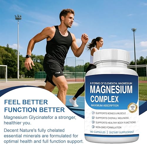 Miniatura 2 de Complejo de magnesio Suplemento 8 Elemental 1000mg - Citrato, malato para una fácil absorción para huesos, músculos, recuperación, energía, vegano,