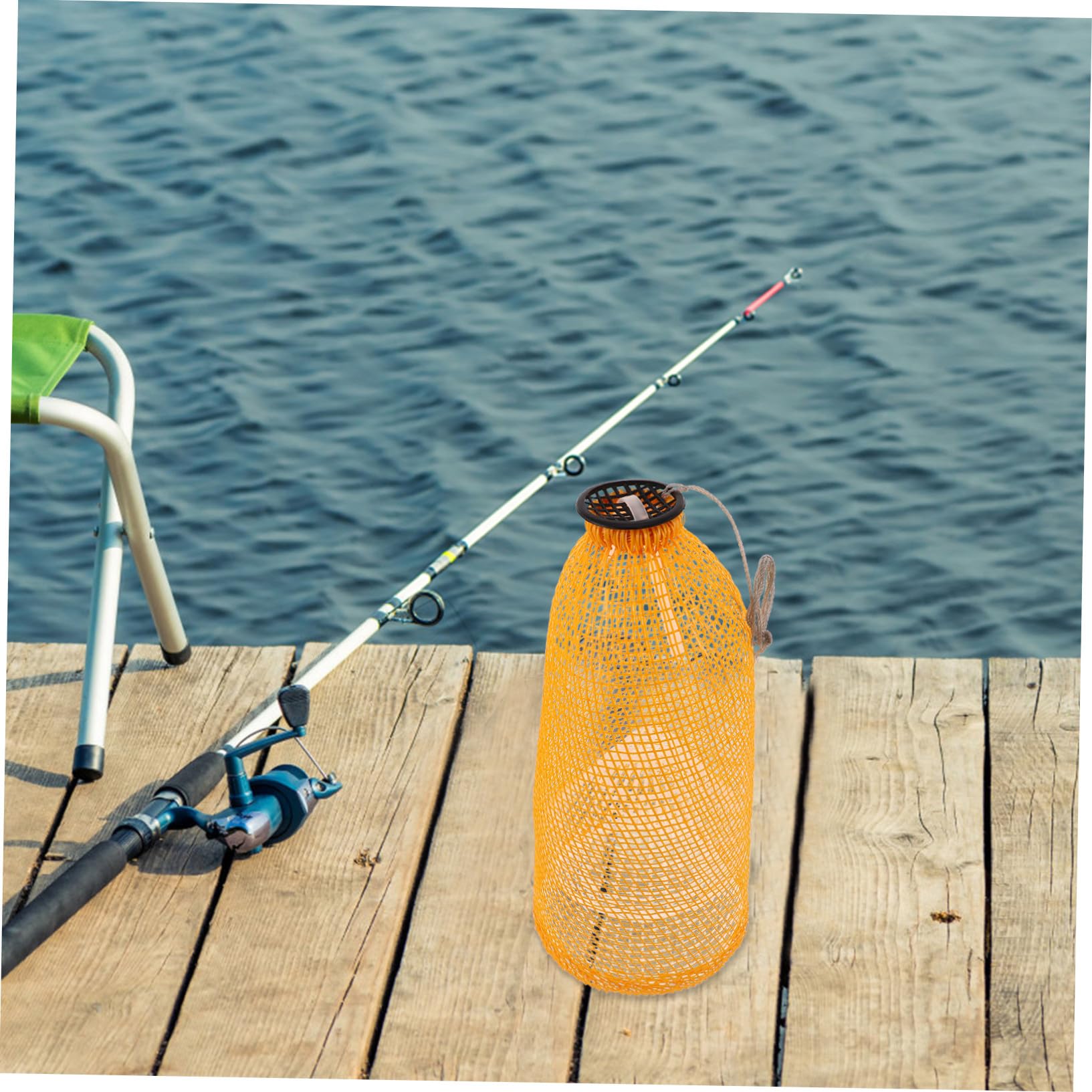 KOMBIUDA Jaula de Red Plegable para Pesca, Plástico Naranja, Tipo Jaula