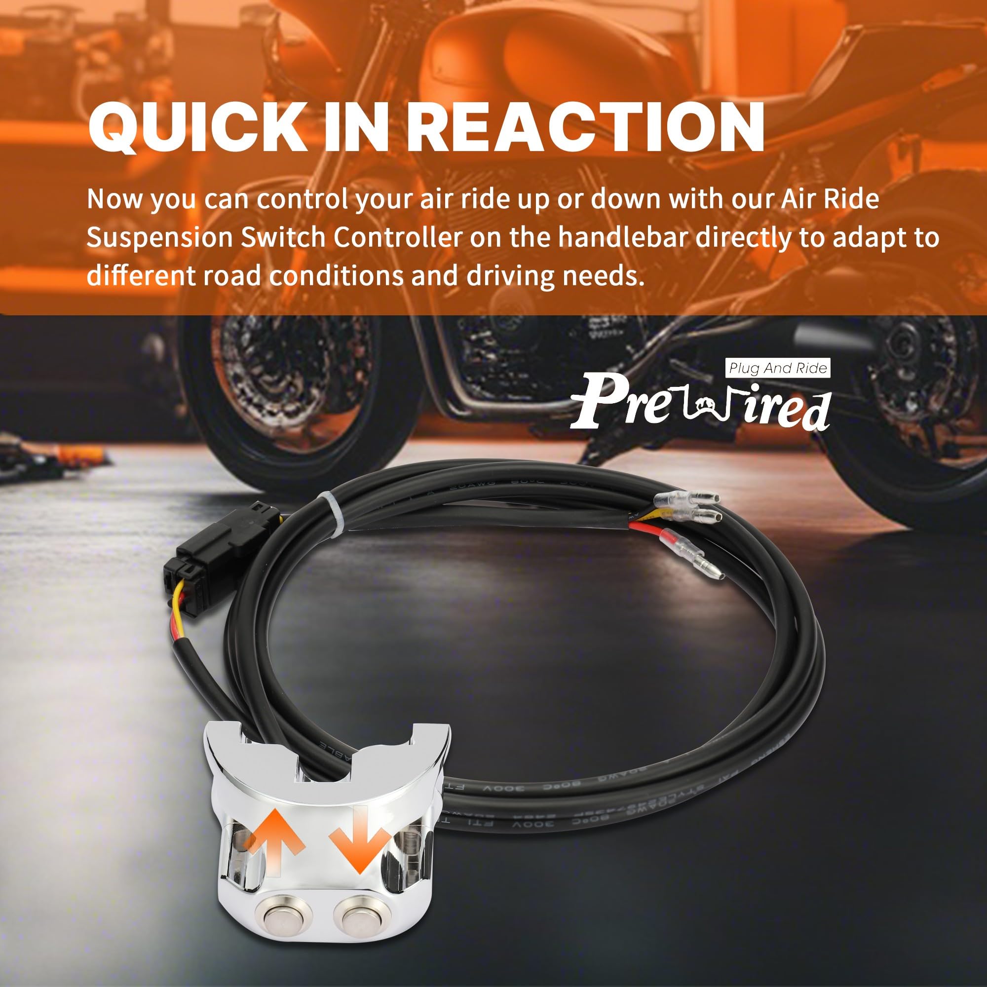 Prewired 1 Inch Dyna Sportster Air Ride Suspension Kit