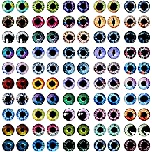 MWOOT 100 Pcs 12MM Glass Eyes Cabochon Dragon Eyes, Colorful Glass Eyes for Crafts, 50 Style Rabbit Cat Owl Bird Human Pupil Eyes for Doll Art Making Jewelry DIY Craft Halloween Easter Decoration
