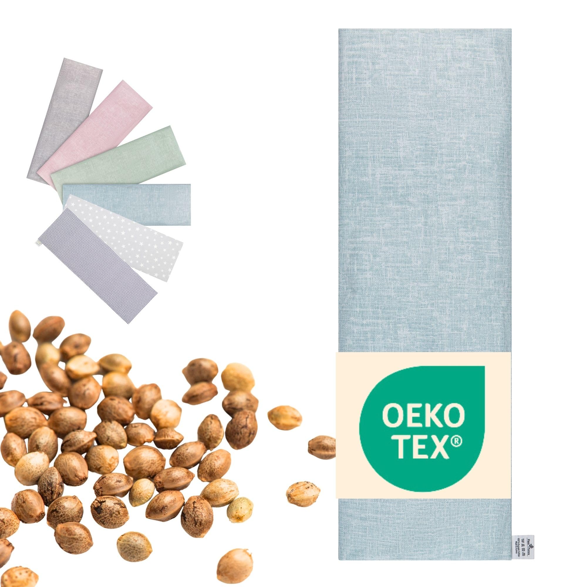 Cuscino Noccioli Ciliegia riscaldabile | Grande XXL lungo 60x20 cm | Cuscino Termico cervicale, semi di ciliegio: collo, spalle, schiena, stomaco | Senza sostanze nocive: OEKO TEX (Blu)