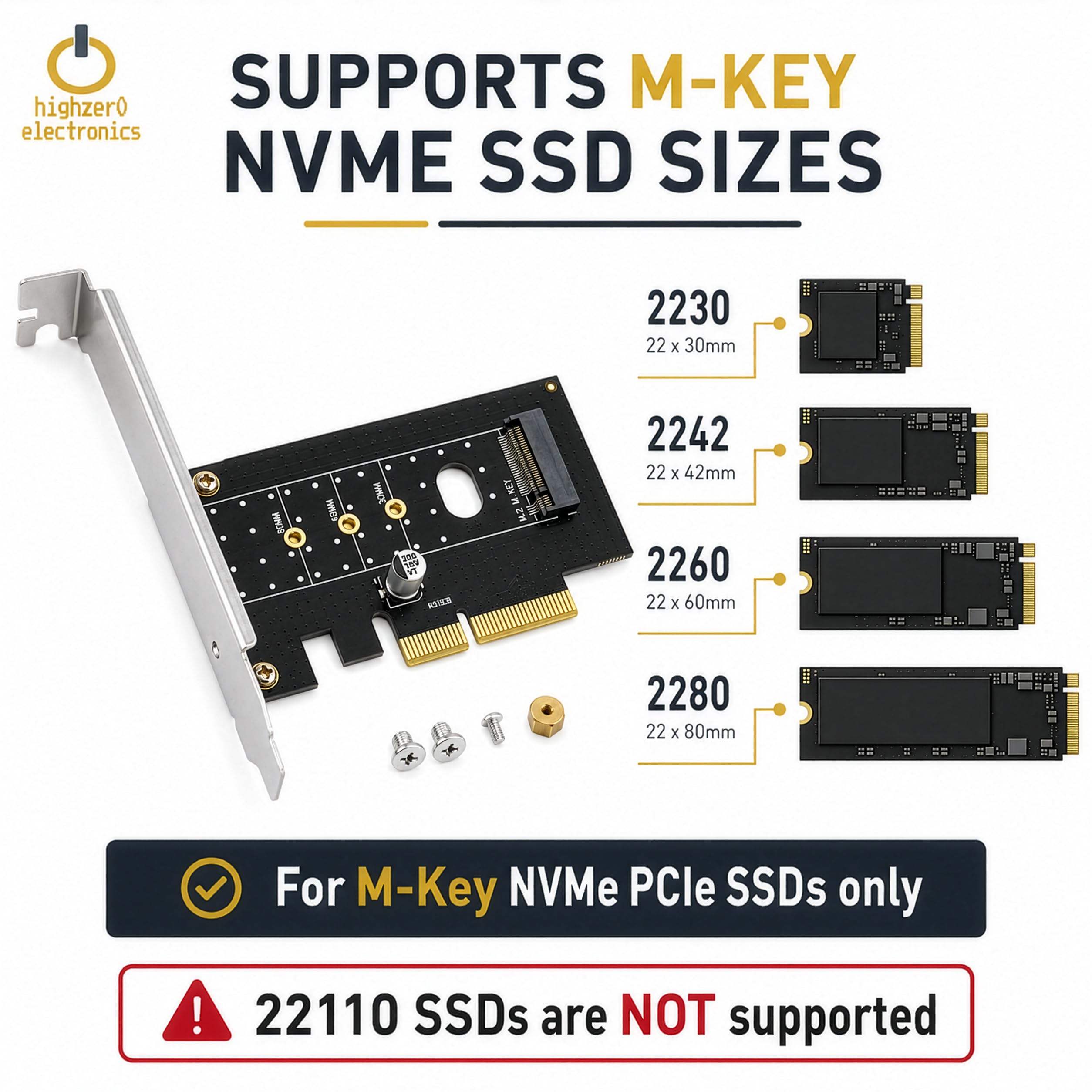 M.2 NVMe SSD NGFF to PCIE X4 Adapter M Key Interface Card Support PCI-e PCI Express 3.0 x4 2230-2280 Size M2 SSD M2 PCIE Adapter (M.2 SSD to PCIe x4)