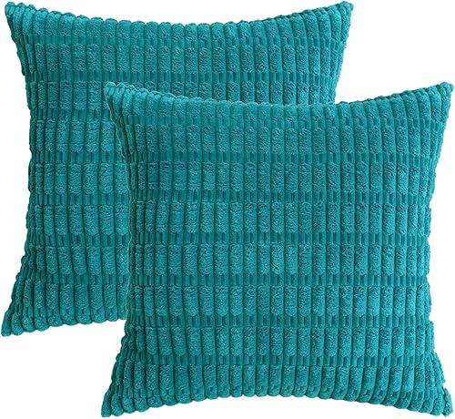 Miniatura 7 de HWY 50 Juego de 2 fundas de almohada decorativas de pana color burdeos de 20 x 20 pulgadas para sofá, sala de estar, cama, fundas de cojín cuadradas