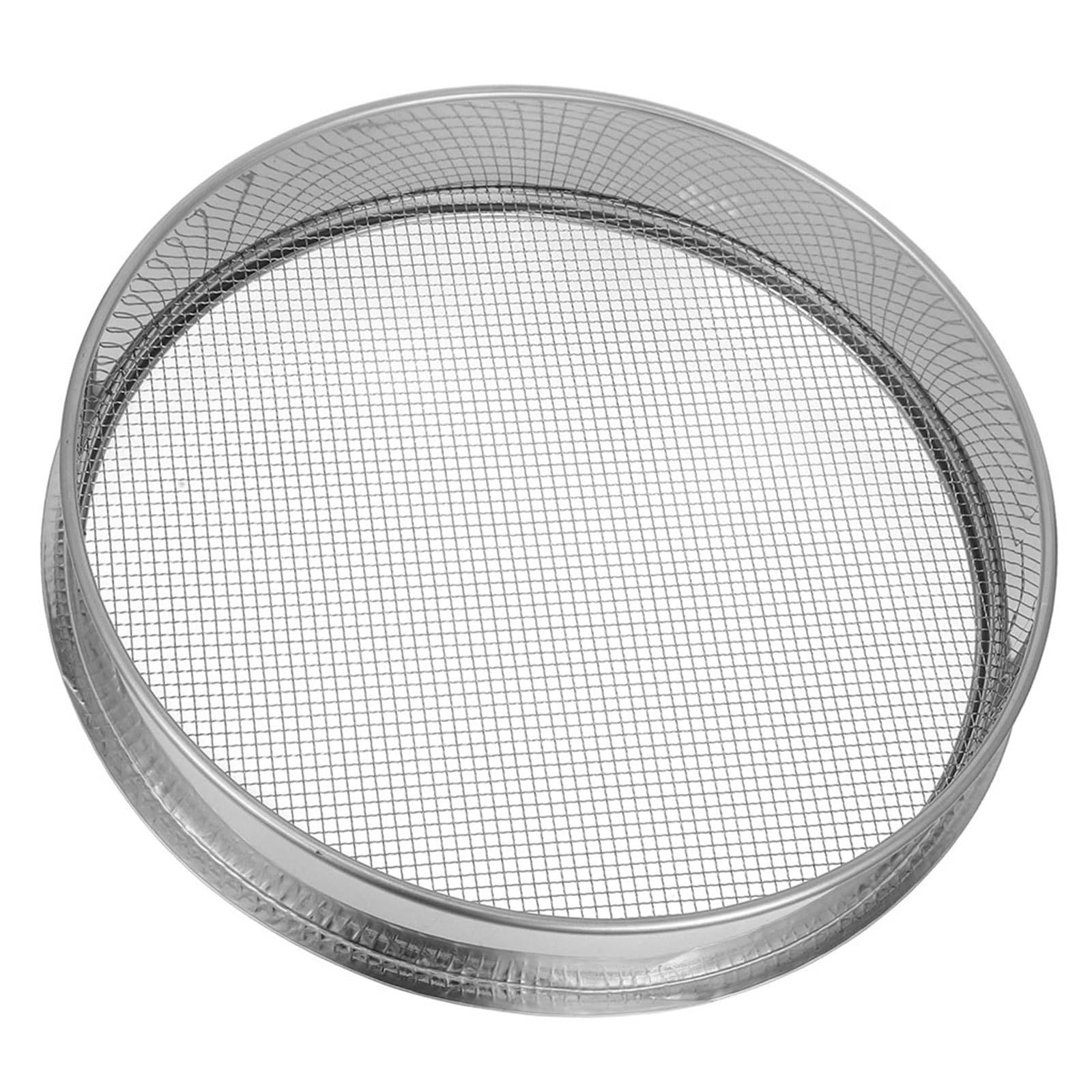 Housoutil Cedazo de Compost de Suelo Manual 35 CM Malla de 4 MM Acero Inoxidable, Herramienta para Clasificación de Arena y Tierra en Macetas y Jardines