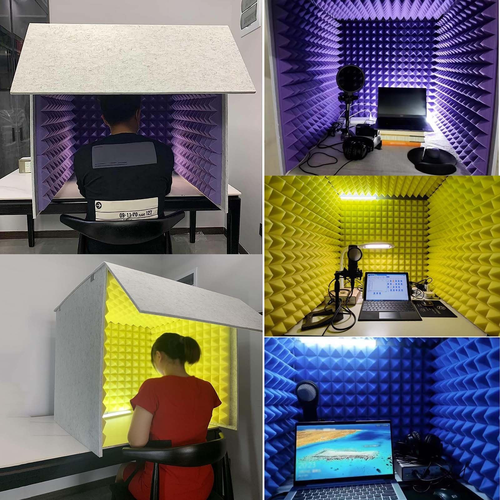 Cabina de grabación insonorizada, caja de aislamiento portátil para reducción de ruido en estudio de música y configuración del hogar