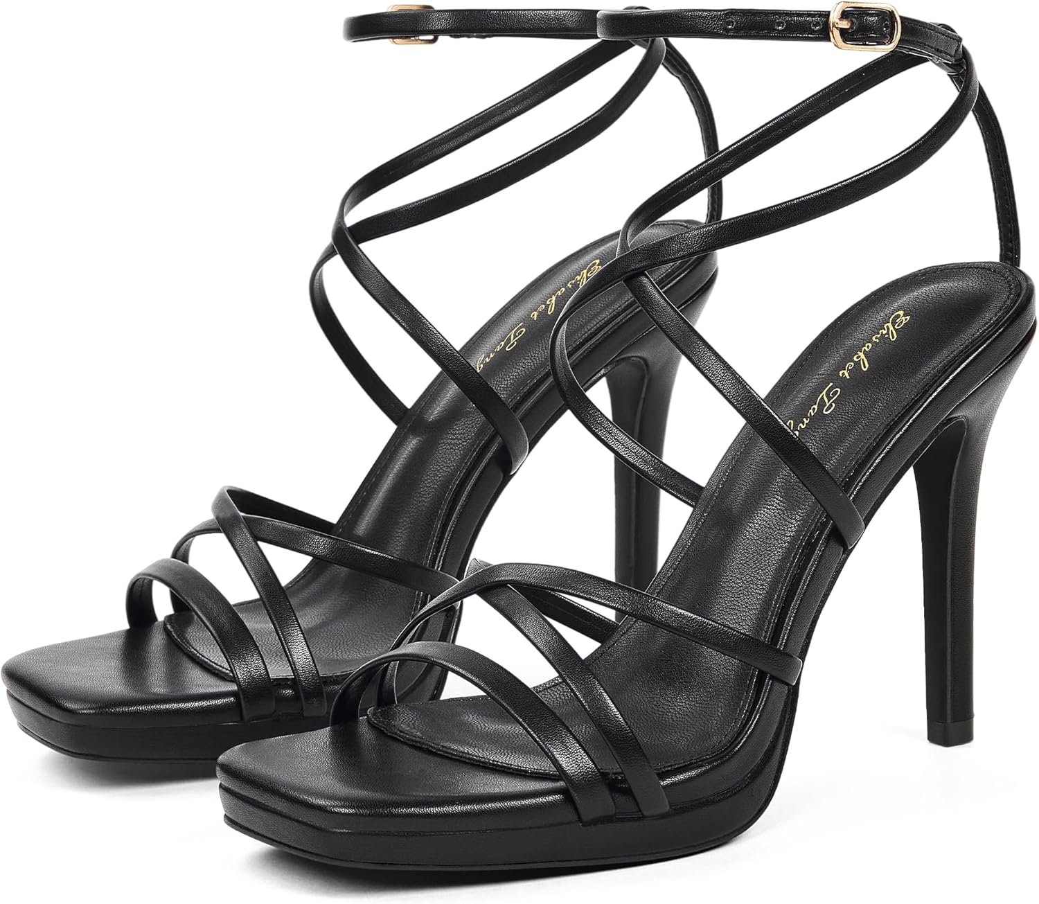 Elisabet Tang Women's Heeled Sandals Square Toe Shoes Stiletto Heels Open Toe 4IN Platform High Heels Sexy Party Wedding Shoes - Image 5