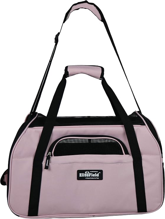 EliteField Soft Sided Pet Carrier (, Airline Approved), Multiple Sizes and Colors Available (Large: 19 L x 10 W x 13 H, Pink)