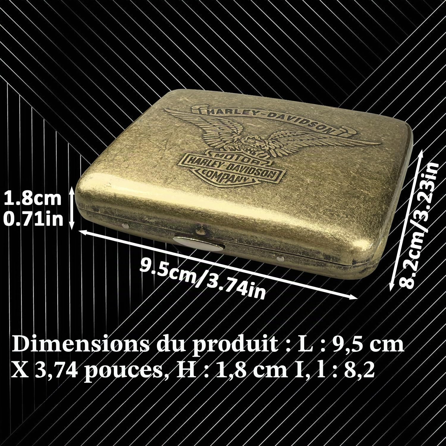 Lot de 2 étuis à cigarettes en métal - En acier inoxydable - Pour homme et femme - Vintage - Pour 20 cigarettes - Pour pantalons et poches de chemise - 85 mm