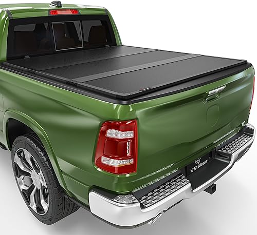 YITAMOTOR FRP - Cubierta rígida de triple pliegue para caja de camioneta Dodge Ram 1500, nuevo estilo de carrocería 2019 2020 2021 2022 2023 2024